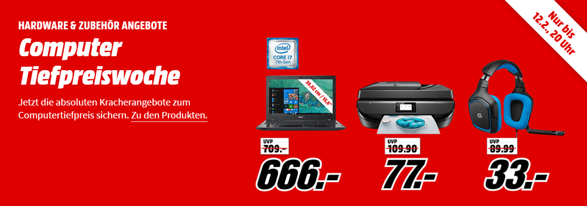 Computer Tiefpreiswoche bei Media Markt: Die Highlights am 11. Februar - z.B. Logitech G430 für 33€
