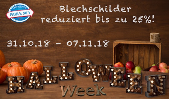Halloween Week bei Pauls50s.de bis 25% auf Blechschilder