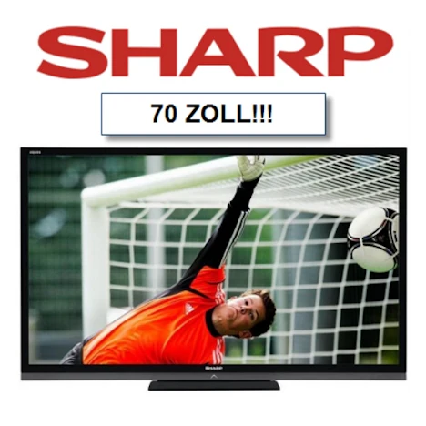 70" (177cm) SHARP 3D Full HD LED-TV, EEK A+, DVB-T/-C/-S2, 100 Hz für 1999€ statt 2999€ (33% Rabatt)