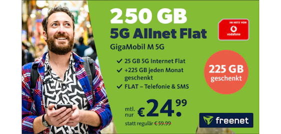 Endet heute! 🤯 Giga Mobil M 5G mit 250GB Datenvolumen für 24,99€ mtl. + GigaDepot 😍