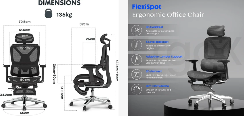 FLEXISPOT-Ergonomischer-B--rostuhl-Details FLEXISPOT-Ergonomischer-B--rostuhl-Details