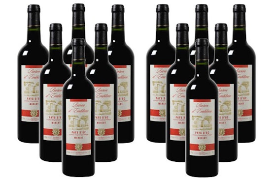 Sehr günstiger Merlot bei Weinvorteil dank Gutscheincode - z.B. 1 Flasche Baron d'Emblème für 1,77€