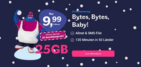 Winter-Special: nur 1€ Anschlusspreis! 120 Minuten in 50 Länder » Lebara Allnet-Flat mit 25 GB LTE für 9,99€