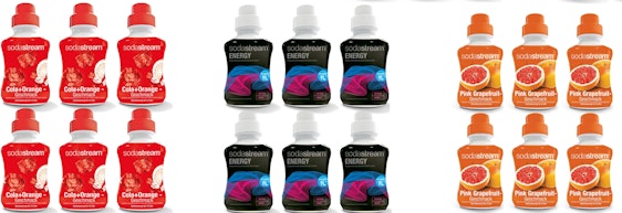 6er-Pack SodaStream Getränkesirup für 8€ – 375ml Energy oder Pink Grapefruit, 500ml Cola+Orange