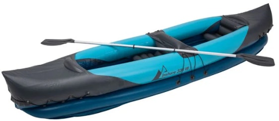 Crivit aufblasbares Kajak für 45€ - für 2 Personen, mit Bug- & Heckspritzschutz