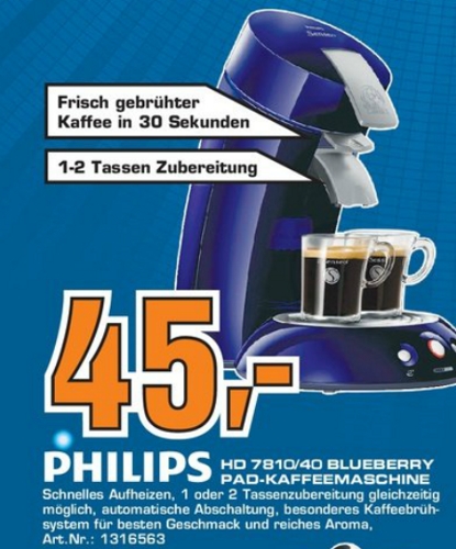 Tolles Angebot: Philips Senseo HD 7810/40 Pad-Kaffeemaschine auf 45€ reduziert