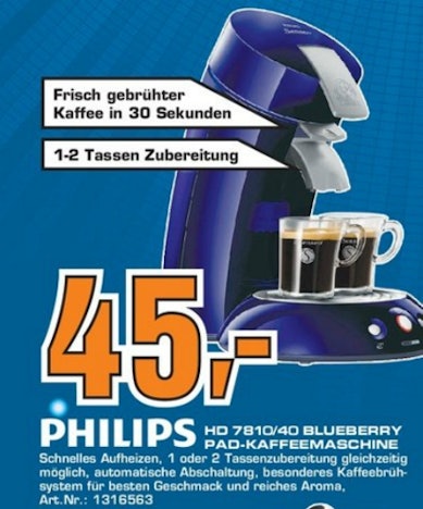 Tolles Angebot: Philips Senseo HD 7810/40 Pad-Kaffeemaschine auf 45€ reduziert