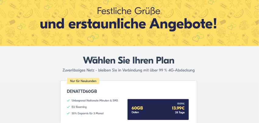 Lyca Extra 60GB für nur 14€ - Allnet-Flat über 28 Tage, 60GB Datenvolumen, ohne Vertragsbindung