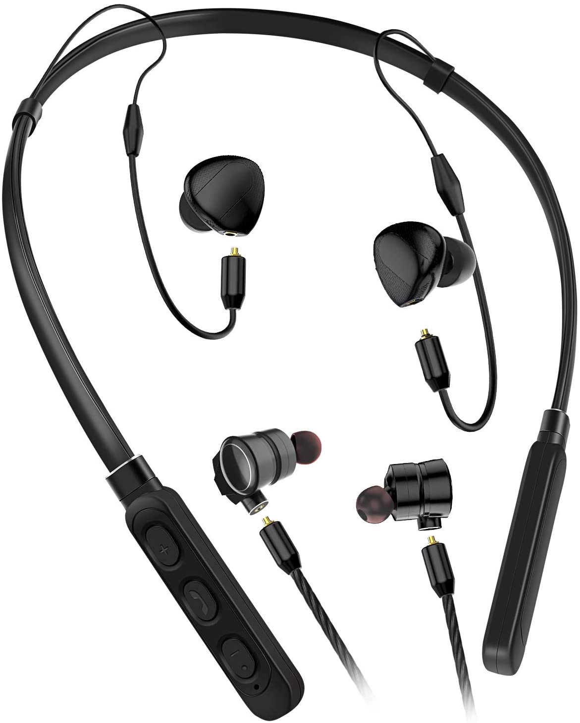 Abnehmbar Bluetooth Nackenbügel Kopfhörer, 2 Paar in Ear Monitor Kopfhörer Sport Ohrhörer