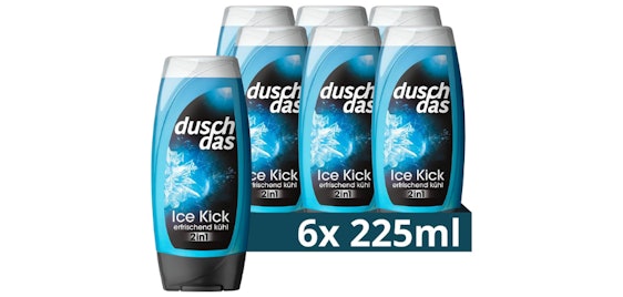 Mega! 🤩 6er-Pack Duschdas "Ice Kick" für 6€ – 2in1-Duschgel + Shampoo, je 225ml (Prime)