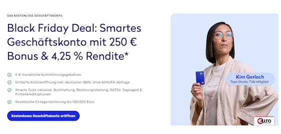 250€ Bonus 🤩 TIDE Geschäftskonto ohne Kontoführungsgebühren & Mindesteingang mit 4,25% p.a. 🏦