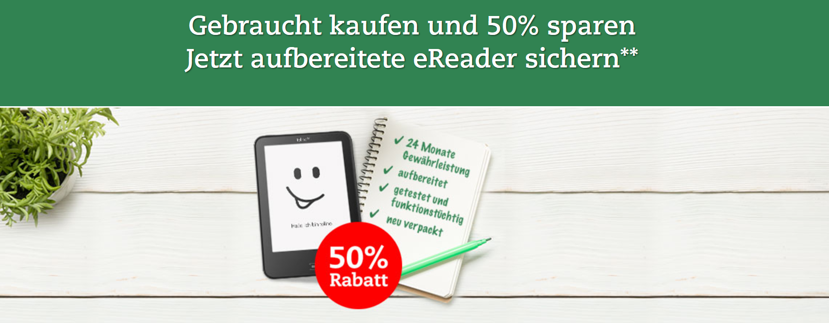 50% Rabatt auf Tolino eReader (B-Ware) bei Thalia - z.B. Tolino Vision 4 HD für 85€