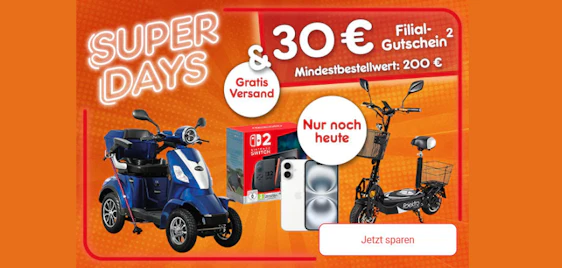 Letzter Tag! 🛒 Filial-Gutschein bis 30€ GRATIS