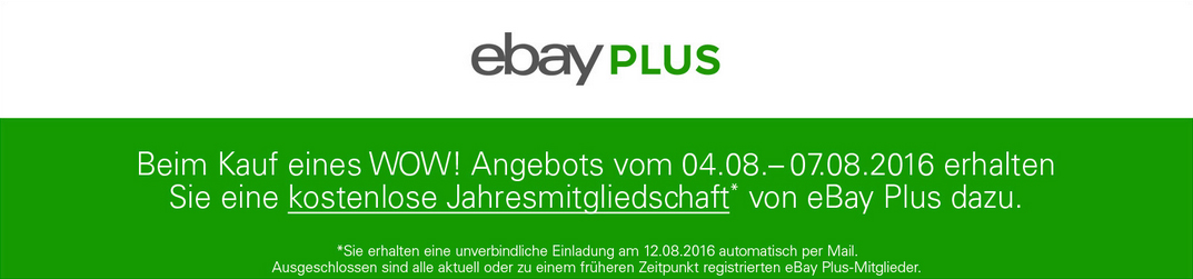 ebay Plus Jahresmitgliedschaft für 1€ statt 20€ - dank Trick