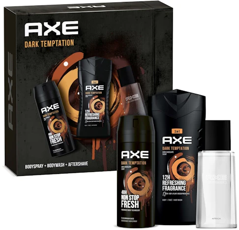 Axe Dark Temptation Geschenkbox für 15€ - 3-teilige Box mit Aftershave, Duschgel und Körperspray