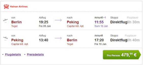 China: hin und zurück von Berlin nach Peking für 480€ mit Hainan Airlines