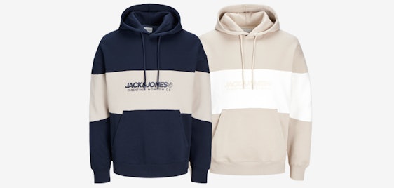 Jack & Jones Hoodie für 22€ - Baumwollmix, Känguru-Tasche, Regular Fit