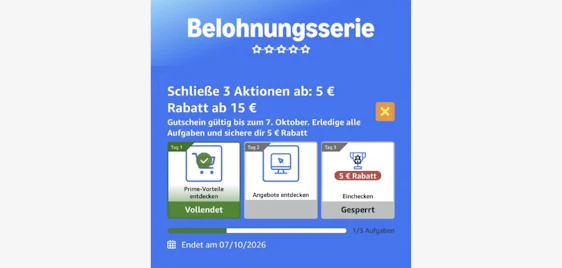 Amazon 5€ Aktionsgutschein ab 15€ Mindestbestellwert sichern 💸