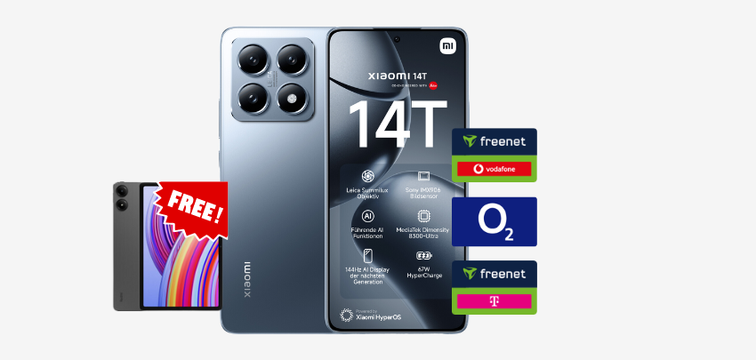 Ohne Scherz! GRATIS Tablet zum Xiaomi 14T - einmalig nur 79€ für 24,99€/Monat (Telekom, O2 oder Vodafone)