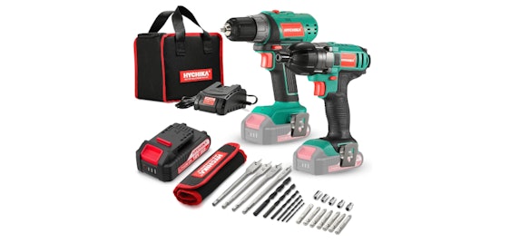 HYCHIKA Akkuschrauber 35Nm UND Schlagschrauber 160Nm für 65€ - Combo Kit mit 2,0Ah Batterien, viel Zubehör und Tasche