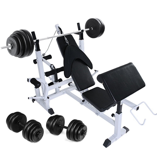 Multifunktions Hantelbank Kraftstation mit Hantelablage inkl. Kurz- und Langhantel Set für nur 96,85 EUR inkl. Lieferung