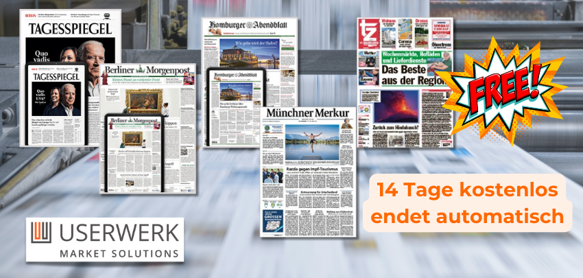 Userwerk-Aktion: 14 Tage kostenlos lokale Tageszeitungen lesen