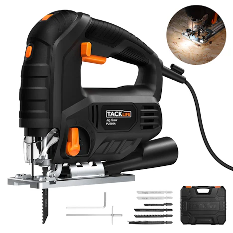 Stichsäge 850W, Elektro Stichsäge mit LED, 6 Sägeblätter, Koffer