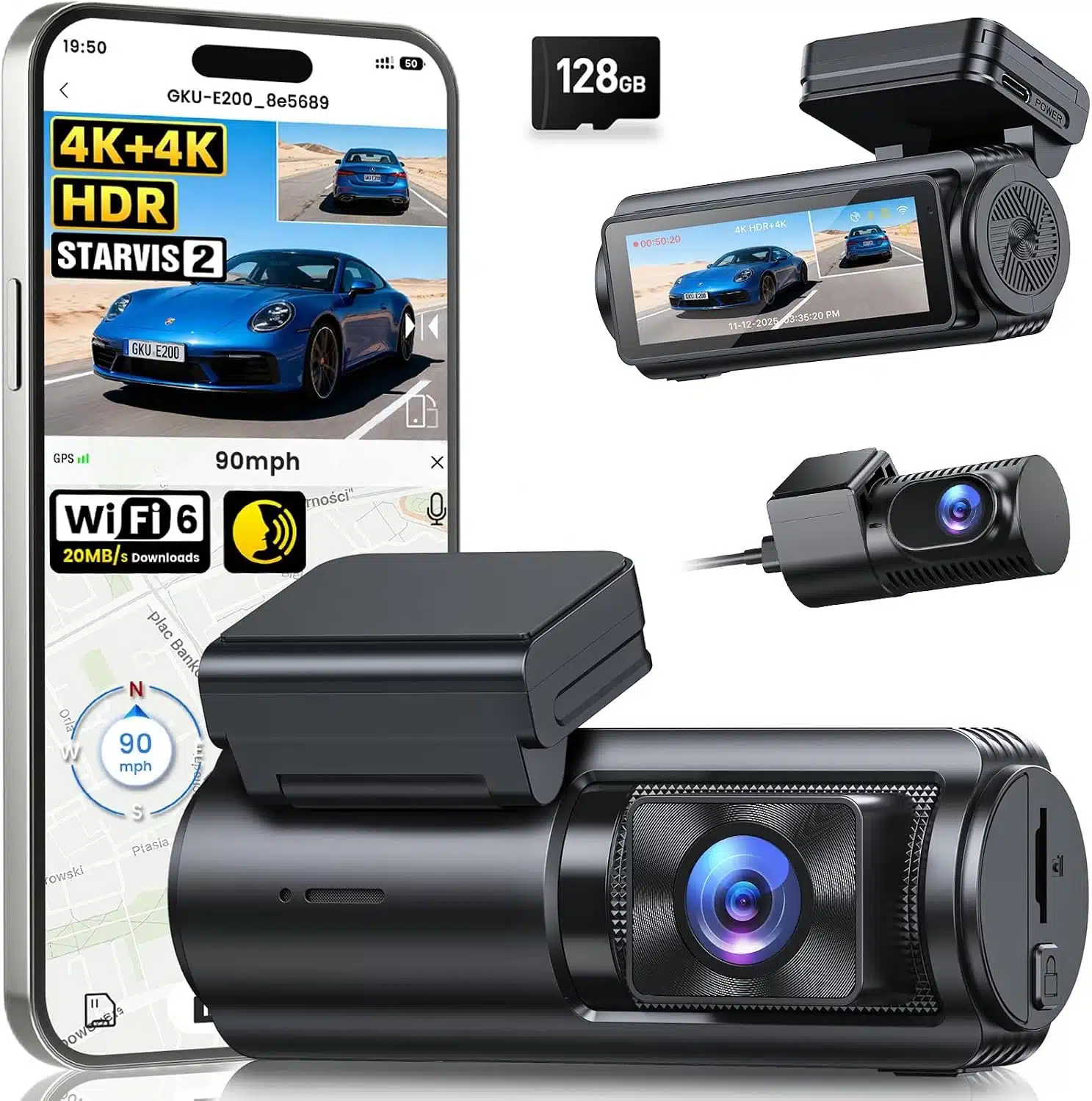 GKU E200: Front- und Heckkamera mit STARVIS 2 und GPS