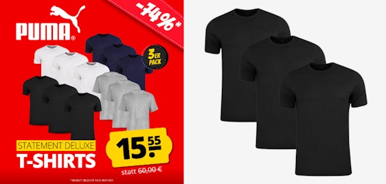 3x Puma T-Shirt Statement Deluxe für 21€ – 100% Baumwolle, bequeme Passform