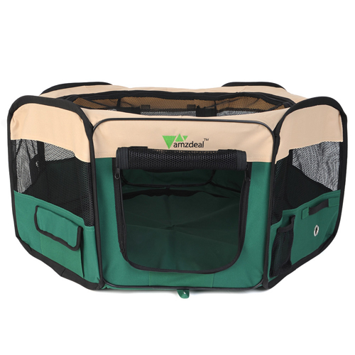 Faltbar hundebox Welpenlaufstall Hunde Katze Transportbox  Reisebox  mit Größe (Breite:37cm Höhe: 37cm Durchmesser: 92cm) Grün S