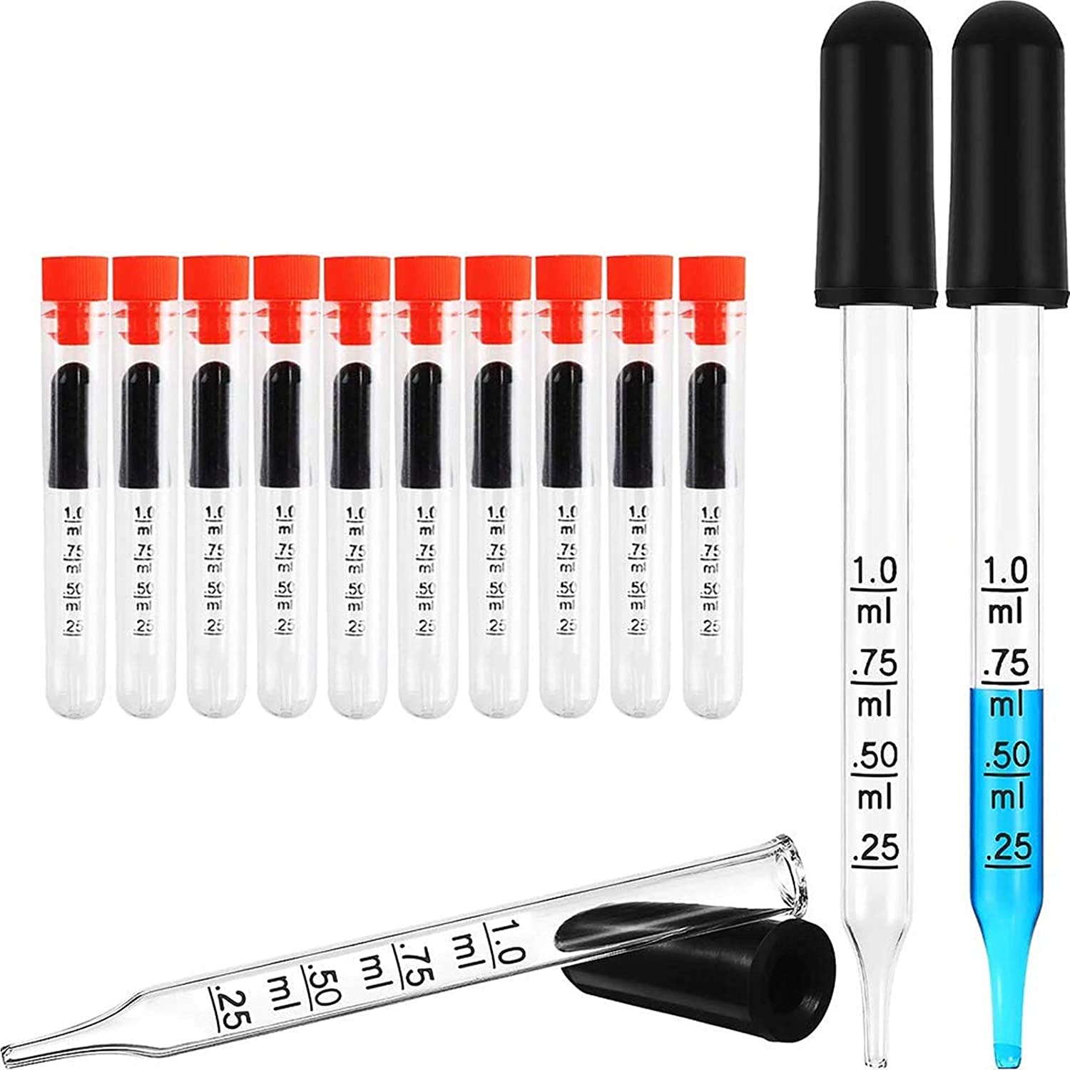10pcs Pipette Glas, 1ml Ätherisches Öl Abwurf Pipette Glas Stain Pipette Dropper