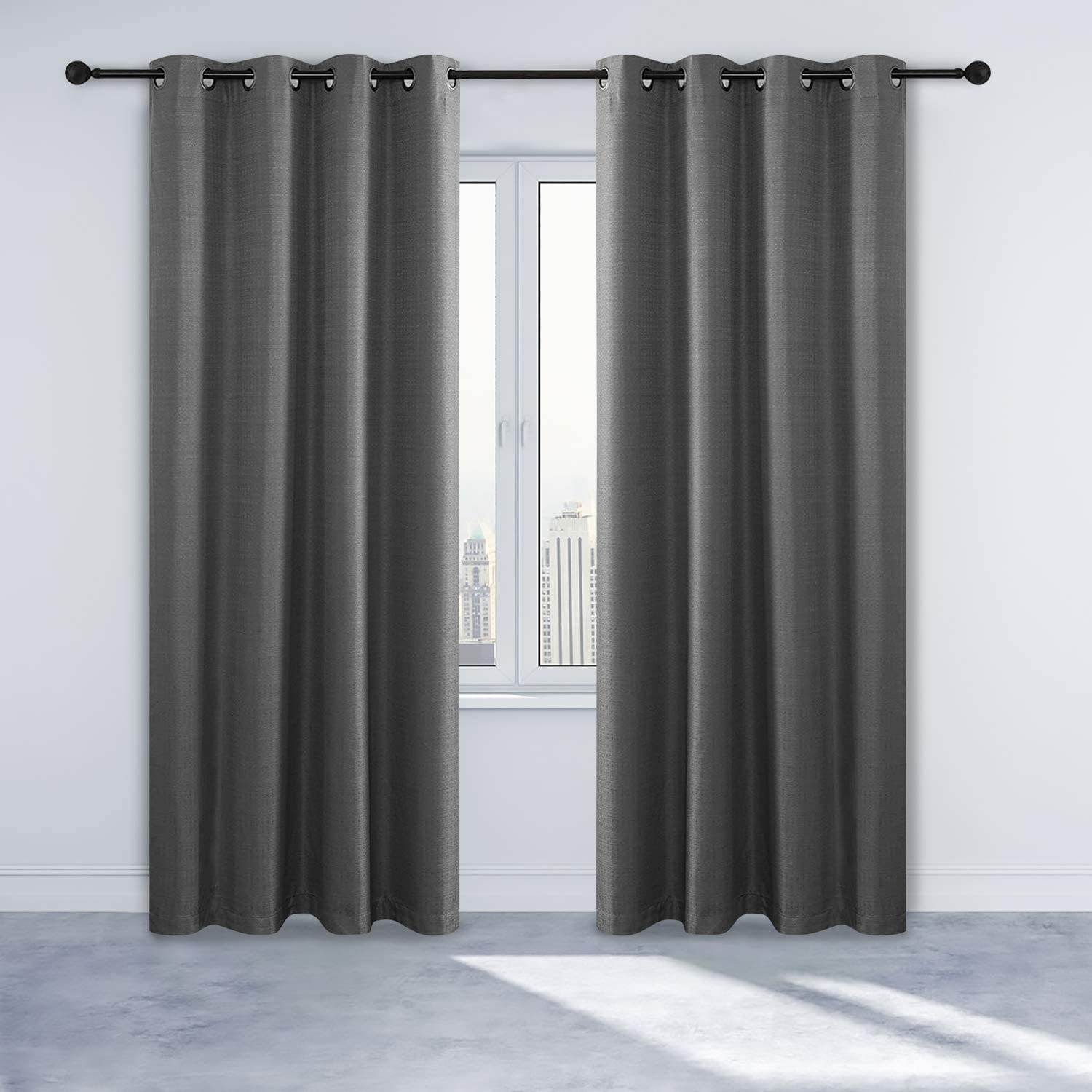 Hengda Vorhänge mit Ösen, undurchsichtig, weich,  245x140 cm, 2 Stück, mehrere Farben