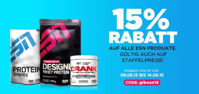 15 Prozent auf ESN-Produkte bei Fitmart - Rabatt auf Fitness-Shakes Schnaeppchenfuchs