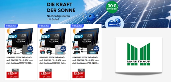 Marktkauf Rabatt 🔌 30€ auf Solarenergie