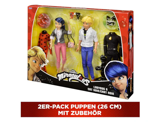 🐞 BANDAI Miraculous 2er-Pack Puppen (26 cm) – Marinette & Adrien mit Verwandlungs-Outfits für nur 39,99€! 🐾✨