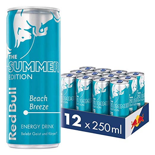 Red Bull Energy Drink Summer Edition, Beach Breeze, Dosen Getränke, 12er Pack (12 x 250 ml)