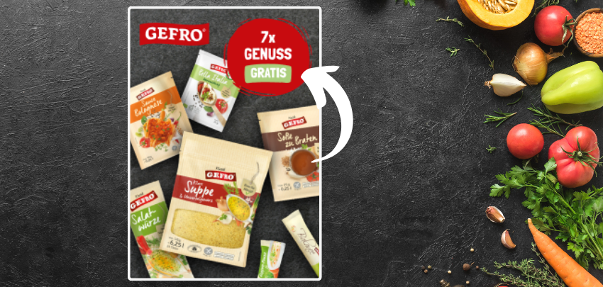GRATIS Gefro Probierpaket sichern - mit 7 Produkten