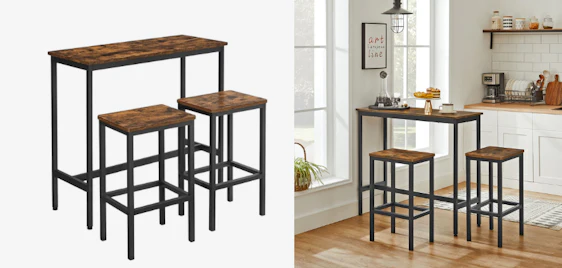 Vasagle Bartisch-Set für 62€ - Industrie-Design, platzsparend, einfache Montage