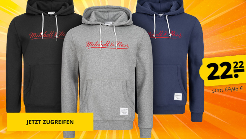 Mitchell &amp; Ness Logo Essentials Hoodie für nur 22,22€ statt 69,95€