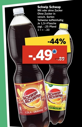 Schwip Schwap (1,5l) für 0,49€ bei Lidl