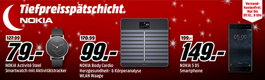 Nokia Tiefpreisspätschicht bei Media Markt - z. B. Nokia 5 Dual-Sim Smartphone mit 16 GB für 149€
