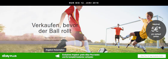 Maximal 5€ Verkaufsprovision bei ebay - oder 5 komplett kostenlose Inserate als ebay Plus-Mitglied