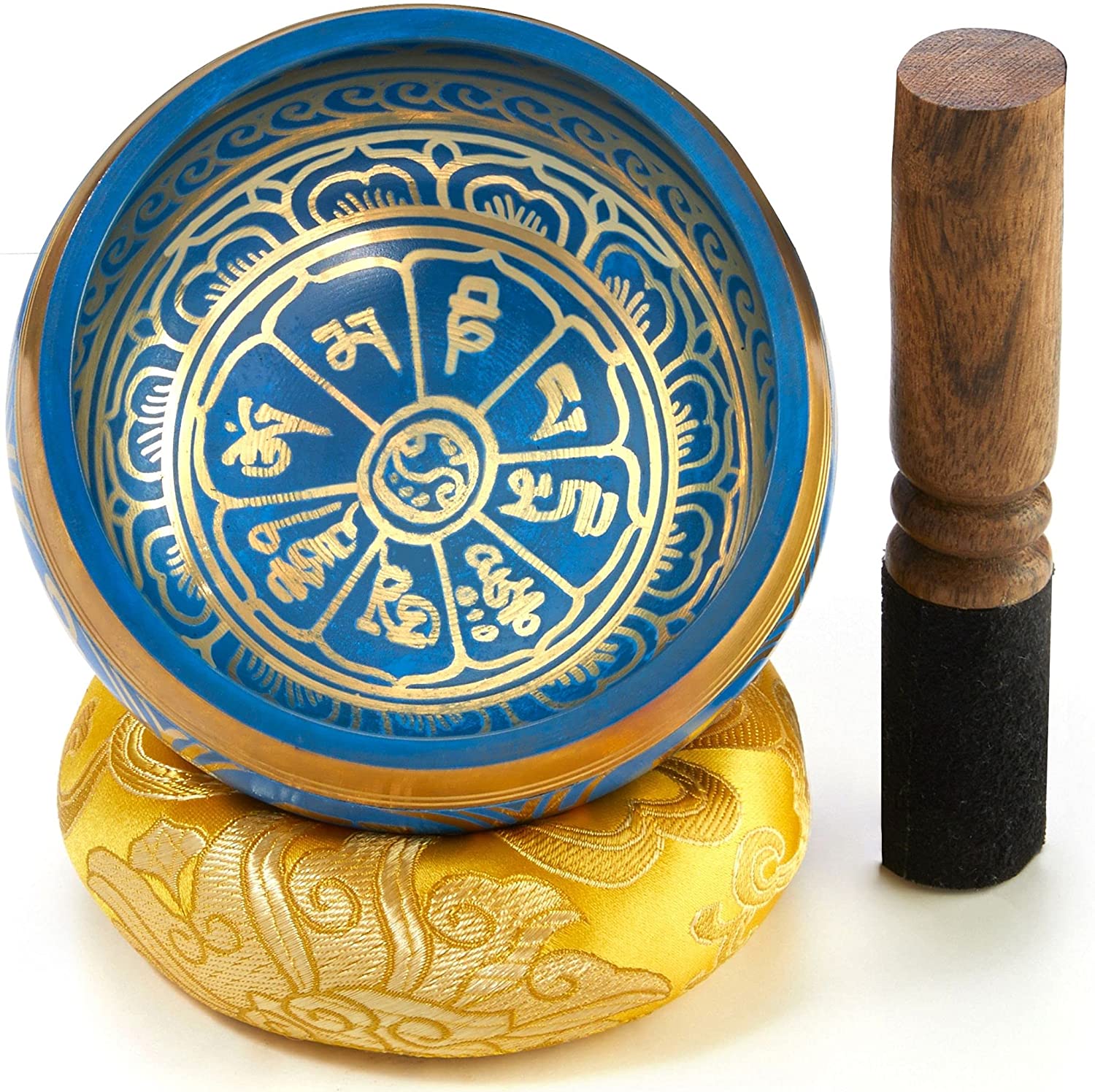 Tibetische Klangschale als Set mit Klöppel + Kissen => Gutschein "KLANGS12" nutzen!