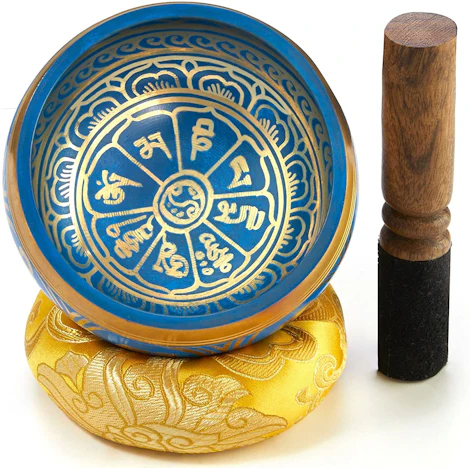 Tibetische Klangschale als Set mit Klöppel + Kissen => Gutschein "KLANGS12" nutzen!