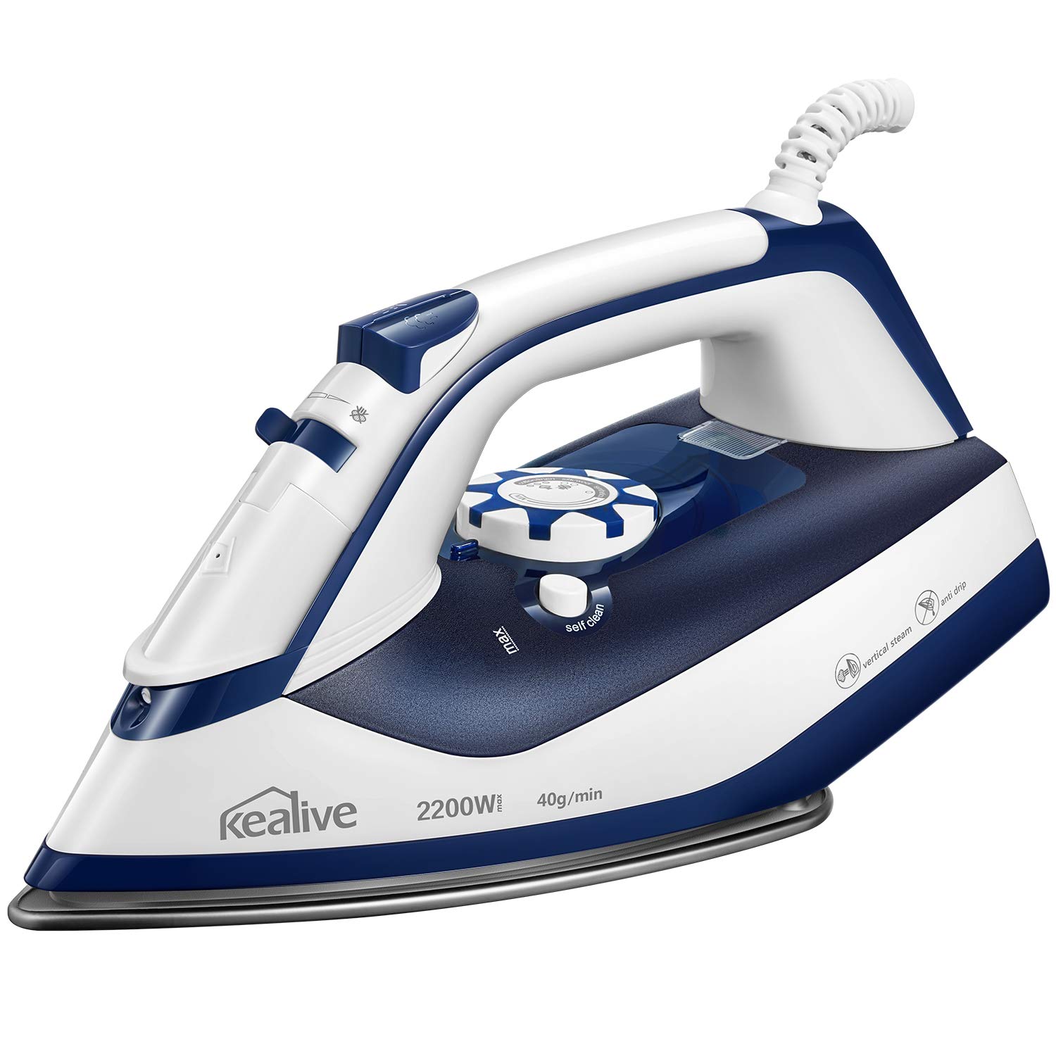 Bügeleisen, Dampfstoß von bis zu 140 g/min, Antihaft-Bügelsohle , AntiTropf-System