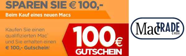 MacTrade Gutschein: 100€ Sofort-Rabatt auf ausgewählte Apple Produkte - z.B. Apple MacBook Air 13″ für 973€ (Studenten)