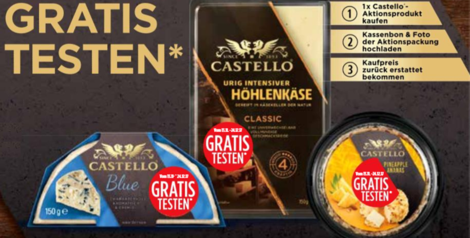 Gratis Castello Käse durch Geld-zurück - ab 13.11. + 4 weitere Käse-Cashbacks